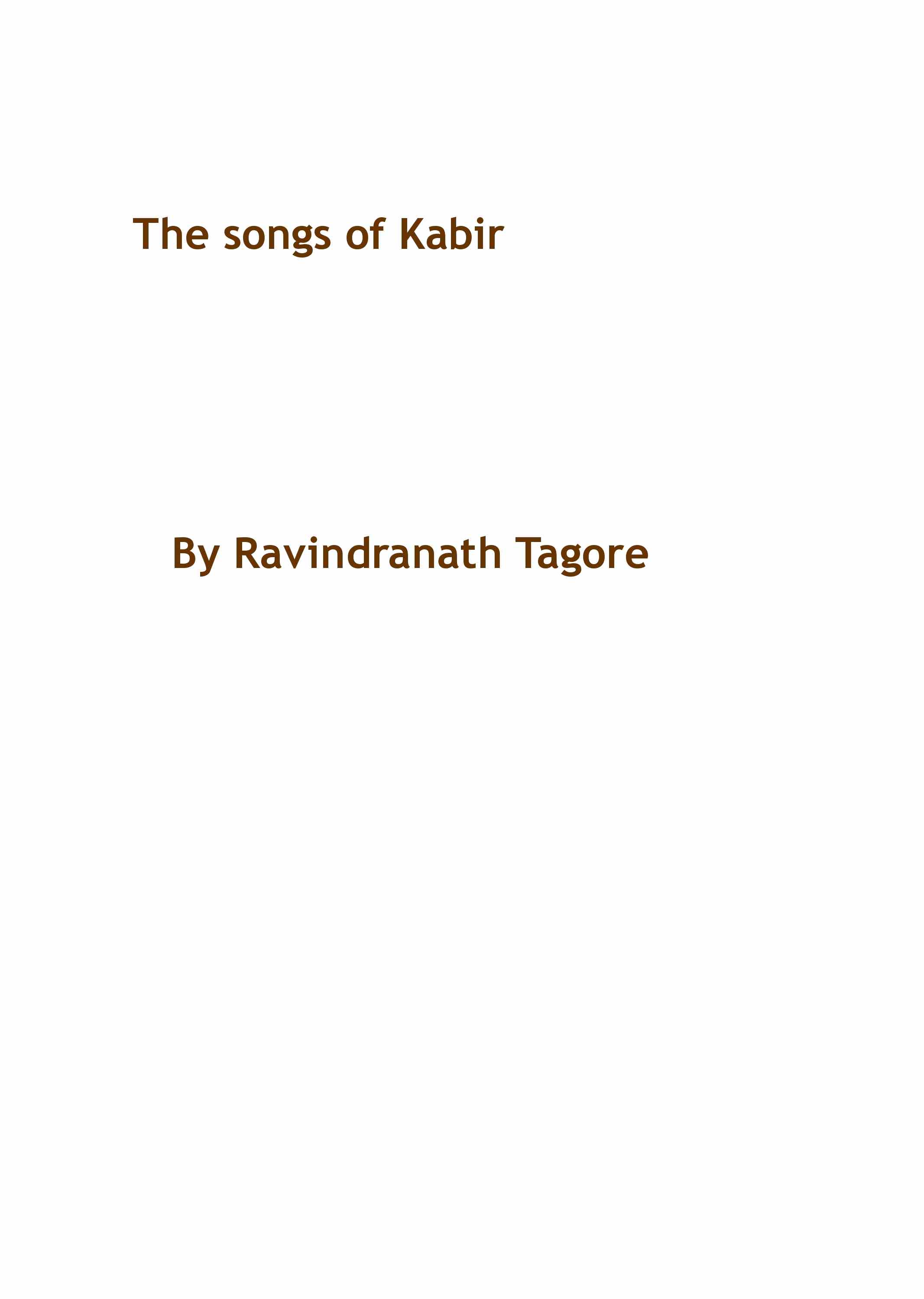 The Songs Of Kabir